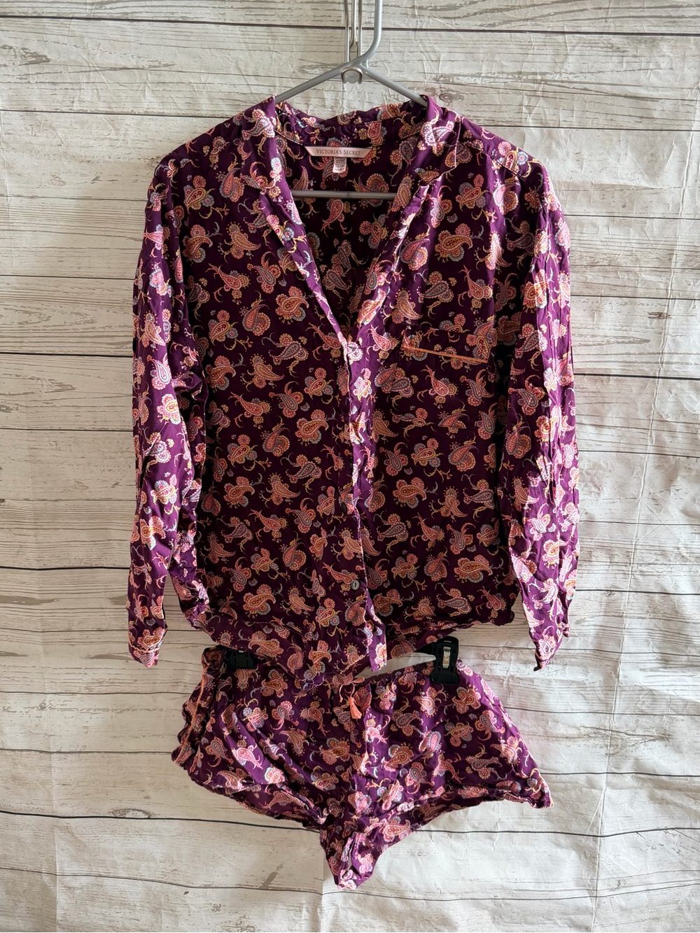 Victoria's Secret Purple Floral Button-Front Pajama Set